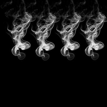 : Vertical White Smoke Plumes on Black Background &ndash; Abstract Fog Overlays for Compositing