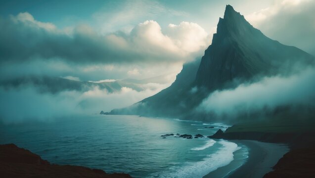 Stunning autumn landscape of Segla Mountain on Senja Island, Norway, featuring dramatic cliffs and fjords.