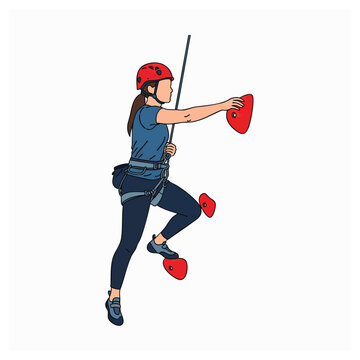 Dynamic female baseball player in mid-swing action with red bat and helmet on isolated white background, concept for sports training, fitness motivation, and team spirit illustration for posters,