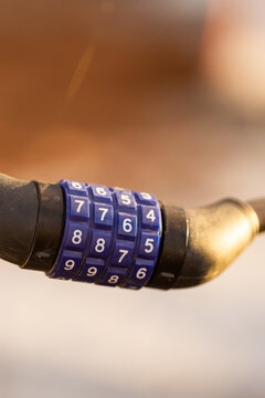 combination lock close up for worksite fence