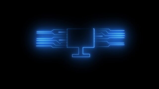 Glowing led text animation on black and red background a 3d neon sign design with digital technology patterns and vibrant green light energy vector illustrations for a modern art wallpaper animation.