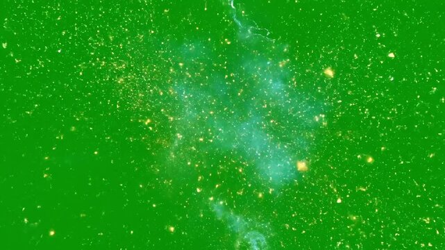 Vibrant green cosmic nebula with glowing stars and celestial clouds