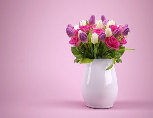 Obraz premium pink tulips in vase