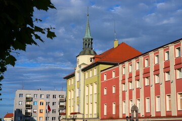Obraz premium Strzegom town in the Lower Silesian Voivodeship in Poland. Main square Rynek with town hall.