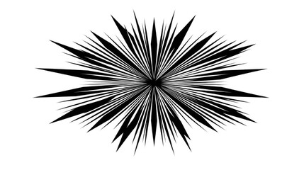 Fototapeta premium Starburst graphic element radiates sharp geometric lines from a central point to create a dynamic visual effect on a clean white background.