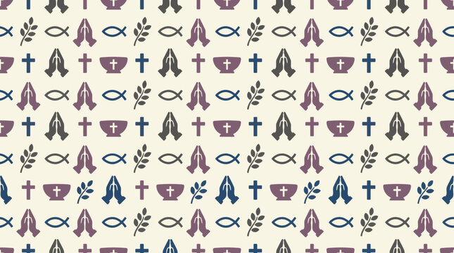 Ash Wednesday Fasting Prayer Vector Seamless Pattern