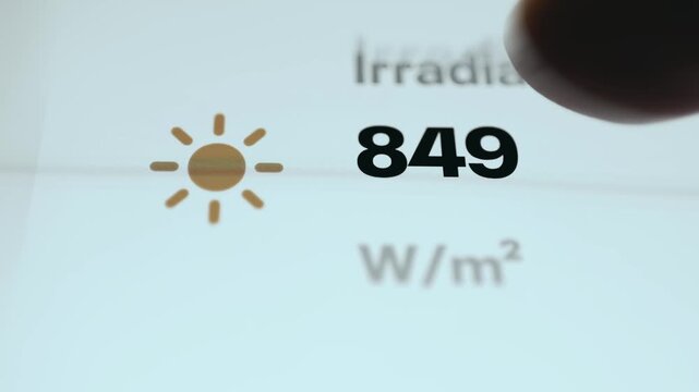 Solar Irradiance Dashboard Displaying 849 W per square meter Measurement