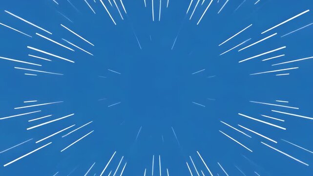 Green orb moving through abstract white light streaks against blue backdrop