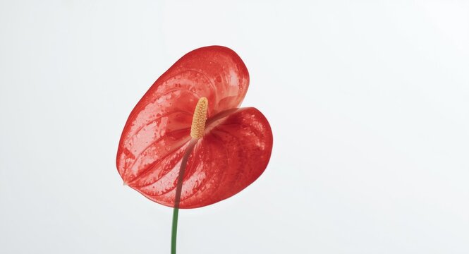 Red Anthurium Flower Isolated on White with Smooth Petals