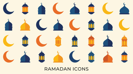 Ramadan Crescent Moon Vector Icon Set © Bima
