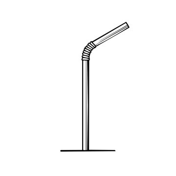 Simple line drawing of a flexible drinking straw isolated on white