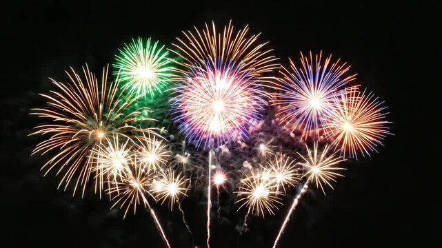 A stunning display of fireworks with a variety of colors against a black night sky.