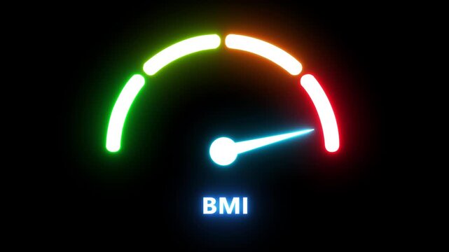 Bmi gauge animation with glowing neon indicator for health and fitness tracking body mass index weight