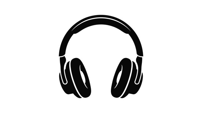Headphones Silhouette On White Background Minimalist Design