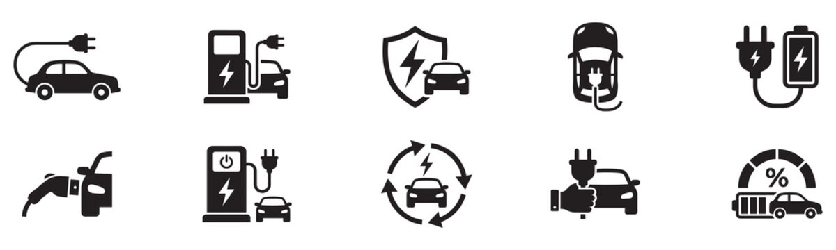 Car charging point icon. Electric plug symbol. Electricity sign. Electric car icon.