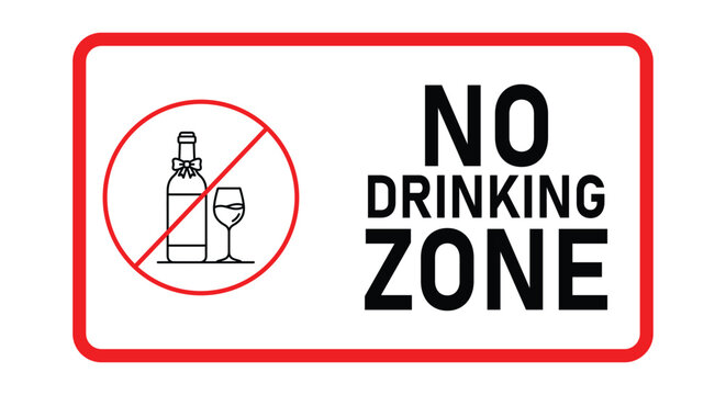 No drinking zone sign, red border
