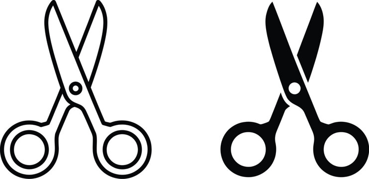 Hairdresser scissors icon featuring editable stroke salon shears, barber cutting tool, and hairstyling symbol for web and app design.