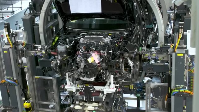 Car Assembly Line in Modern Automotive Factory