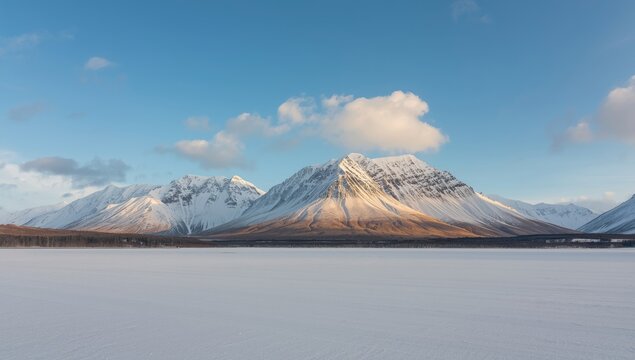 Snowy mountain range under a crisp winter sky in the Scottish Highlands