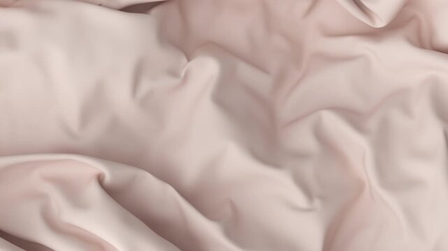 Soft flowing folds pastel pale nude silk fabric 3d animation wavy satin cloth liquid texture smooth gentle airy elegant abstract background serene motion minimal luxury surface curves textile draping
