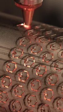 CNC Laser and gas cutting of metal, modern industrial technology.