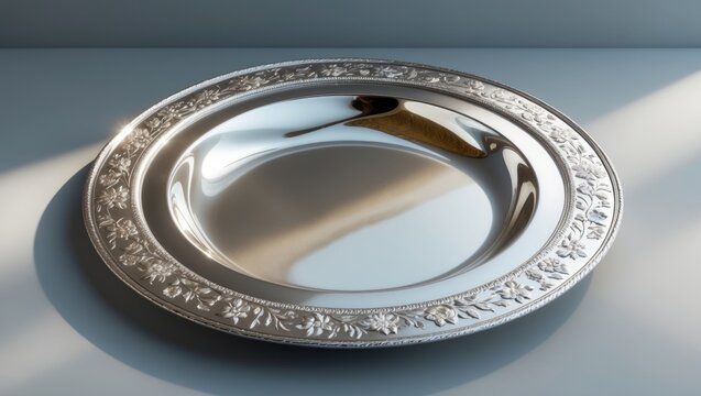 Silver serving tray displayed against a plain background.