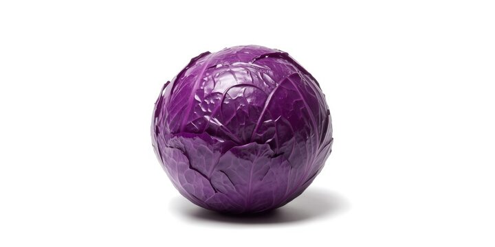 Purple Cabbage Isolated on White with Smooth Texture