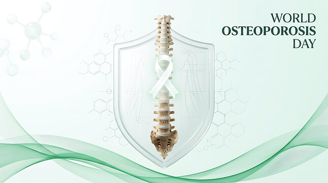 World osteoporosis day spine and shield medical concept