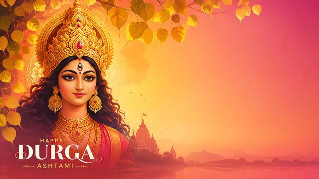 Maa Durga Navratri Celebration Poster with Durga Puja, Dussehra, Shakti Worship and Divine Blessings