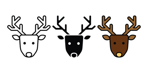Three reindeer heads, black, white, brown © Sumi