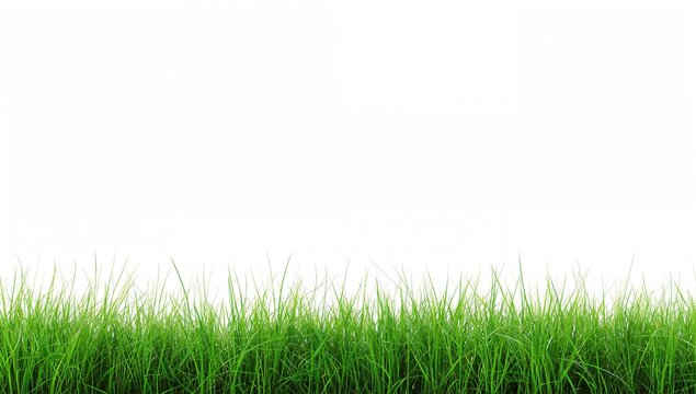 Green Grass Isolated on White Background with Natural Light