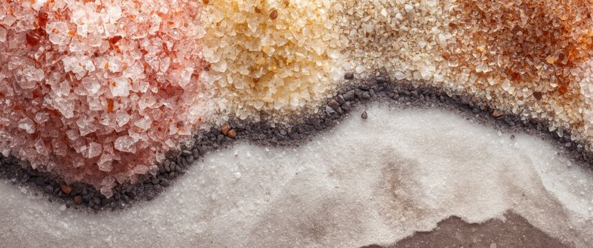 Colorful Himalayan Salt Crystals Layered in Natural Patterns on Surface