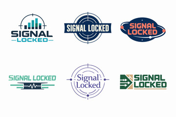 Fototapeta premium Signal locked logo design collection with various target, tech, and communication icons, illustrating connection and tracking themes