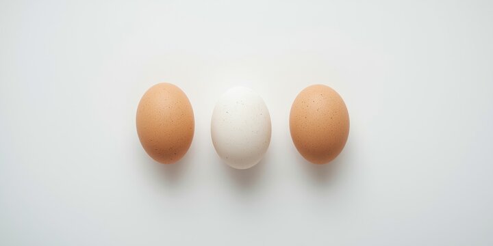 Brown and White Eggs Arranged on a Minimal White Background