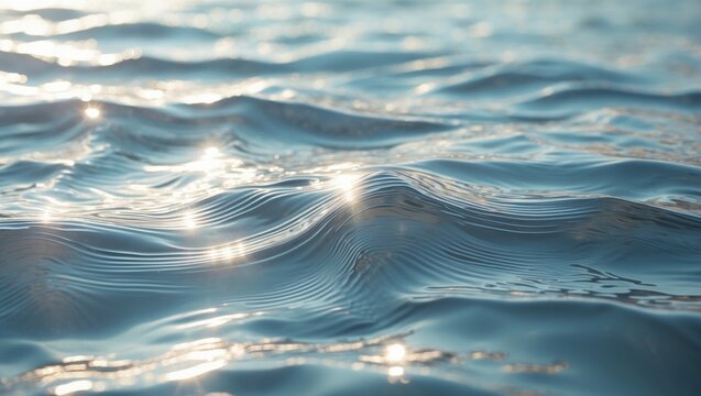 Water surface displaying ripples and sunray reflections.