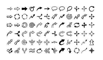 Obraz premium Modern Hand Drawn Arrow Icons Collection with Black Sketch Directional Navigation Vector Graphics