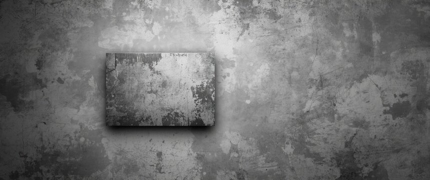 Textured Grunge Wall with Empty Canvas - Neutral Background, Black and White, Minimalist Composition