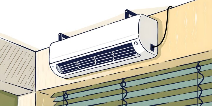 Wall mounted split air conditioner illustration, home cooling appliance