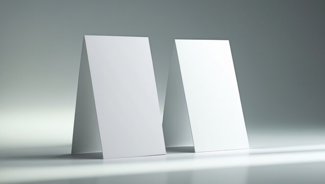 Universal mockup of two bank (gift) cards arranged vertically with shadows on a gray background. Top view.