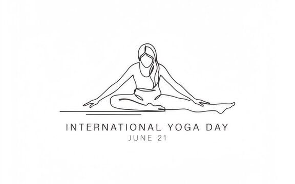 Woman practicing yoga pose in seated straddle position during International Yoga Day isolated on transparent background