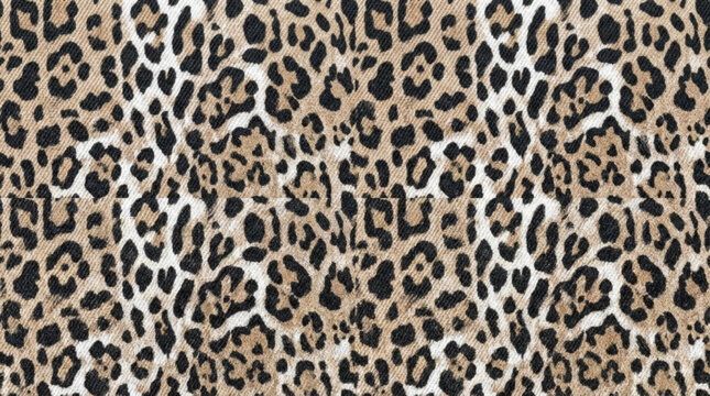 Close Up of Leopard Print Fur Texture with Natural Beige and Black Spots for Fashion and Wildlife Design