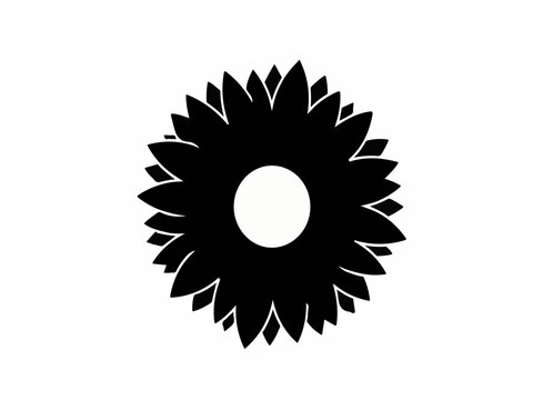 Minimalist Black Sunflower Silhouette Icon Vector Illustration Isolated on White Background