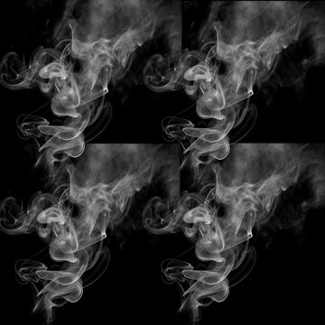  Dynamic Smoke Curls on Black Background - Wispy Rising Fog Mist Overlays