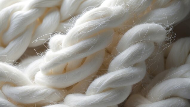 Close-up of white sintepon used for filling soft toys and pillows, made of Holofiber.