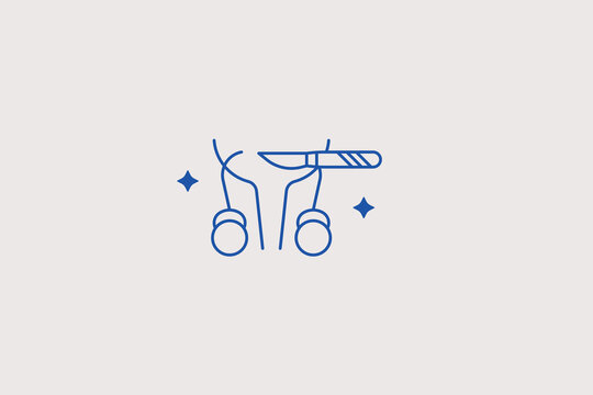 Scalpel cutting scrotum line icon for vasectomy. Vector illustration for urology surgery clinic, male sterilization treatment, andrology.