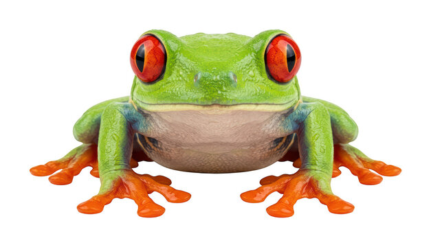 Vibrant red eyed tree frog theme Exotic green frog design Colorful arboreal frog theme Wallpaper Background image