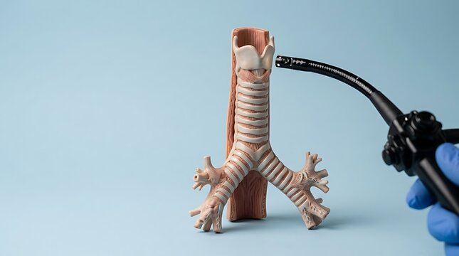 Medical Bronchoscope and Anatomical Trachea Model for Diagnosis