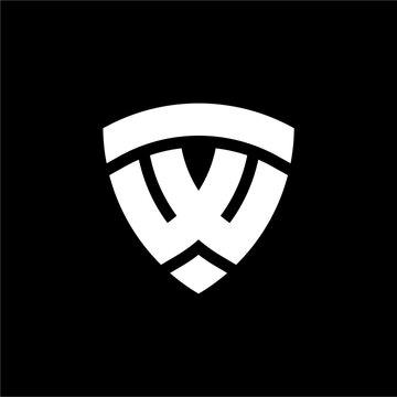 Bold, unique shield design featuring a distinct upper curved frame and geometric W. Suited for modern architecture, corporate consulting, or real estate.