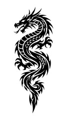 Fototapeta premium PNG Intricate black tribal dragon tattoo design.