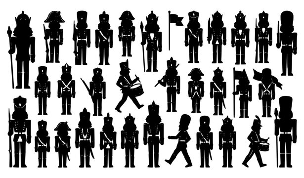 Christmas Nutcracker Character Silhouettes Vector Collection